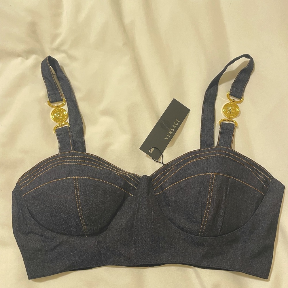 Versace Denim Bralette Top